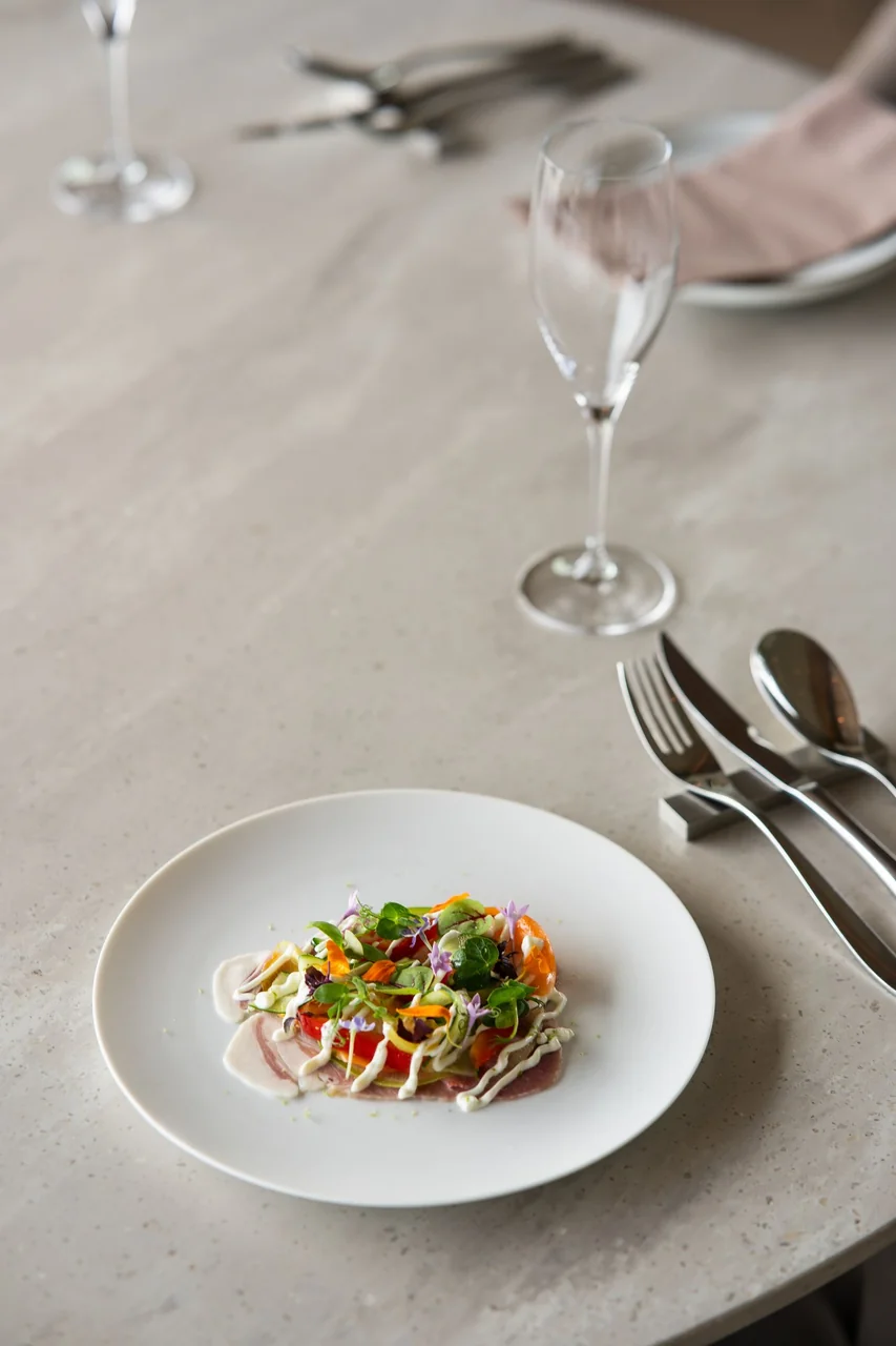 Lush gourmet salad with fresh ingredients